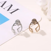 origin summer 2 style u shaped mouse clip earring for women unique design double layer metal open animal earrings jewellery