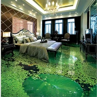 custom floor 3d chinese lotus bathroom floor painting living room bedroom 3d flooring papel de parede creative home decoration