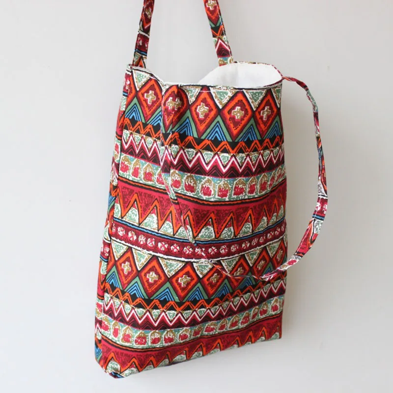 

Pure Handmade Tote Shoulder Bag Beach Satchel Sling Bags Travel Print Linen Cotton Casual Hipster Bag Shoulder Bags For Women