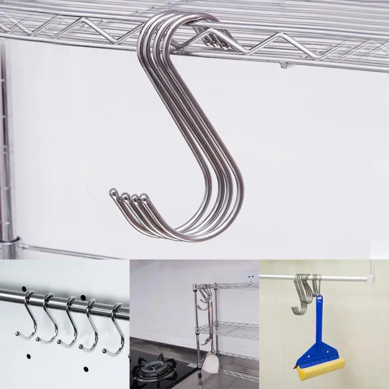 

Metal S Type Hook Kitchen Bathroom Bedroom Cabinet Door Hanger Hook Up Wardrobe Home Stainless Steel Clothing Sundries Hooks
