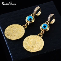 fashion new design devil eye arabian gold coin earrings muslim islamic luxury womens jewelry party travel gift