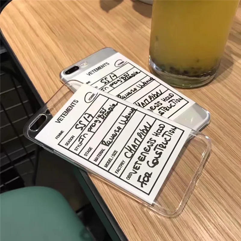 Простой лейбл Vetements synopsis чехол для iphone 11 Pro X XS XR Max 7 8 6 s plus накладной прозрачный мягкий кремний чехол для samsung S10