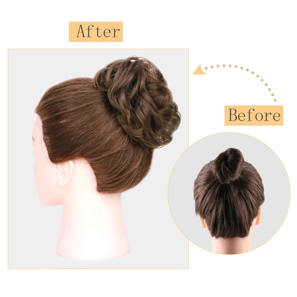 Грязный пучок волос для женщин шиньоны наращивания синтетический парик кольцо