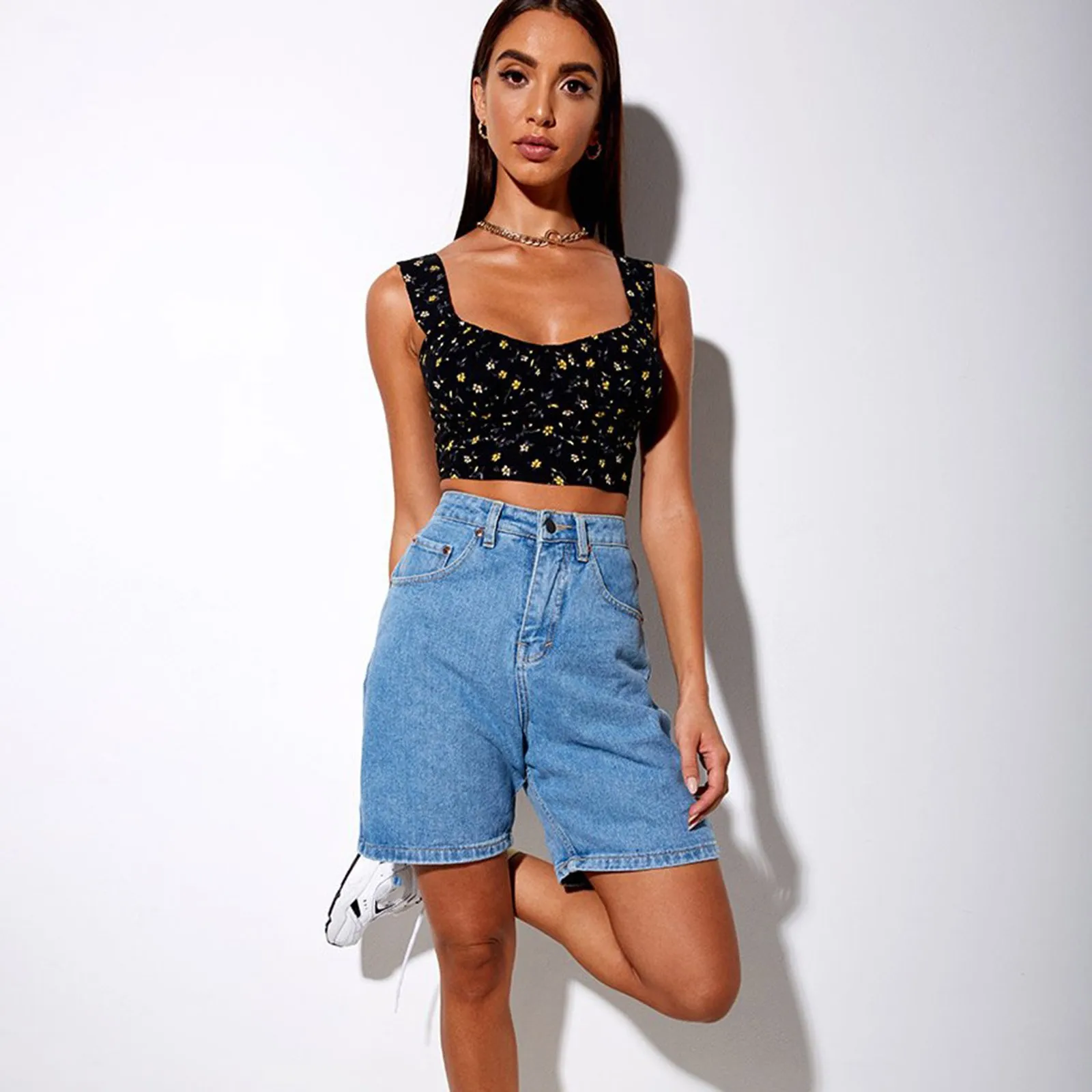 

Vests For Women Clothing 2021 Slash-neck Vest Sleeveless Loose Crop Tops Tank Tops Tops T-shirt Crop Top Female Shirt