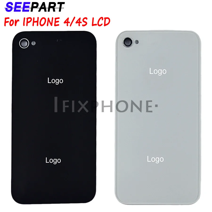 

100% Tested Back Cover Black White Case For iphone 4 S 4G 4S Rear Glass Battery Door Housing Replacement Parts For 4 Back Cover