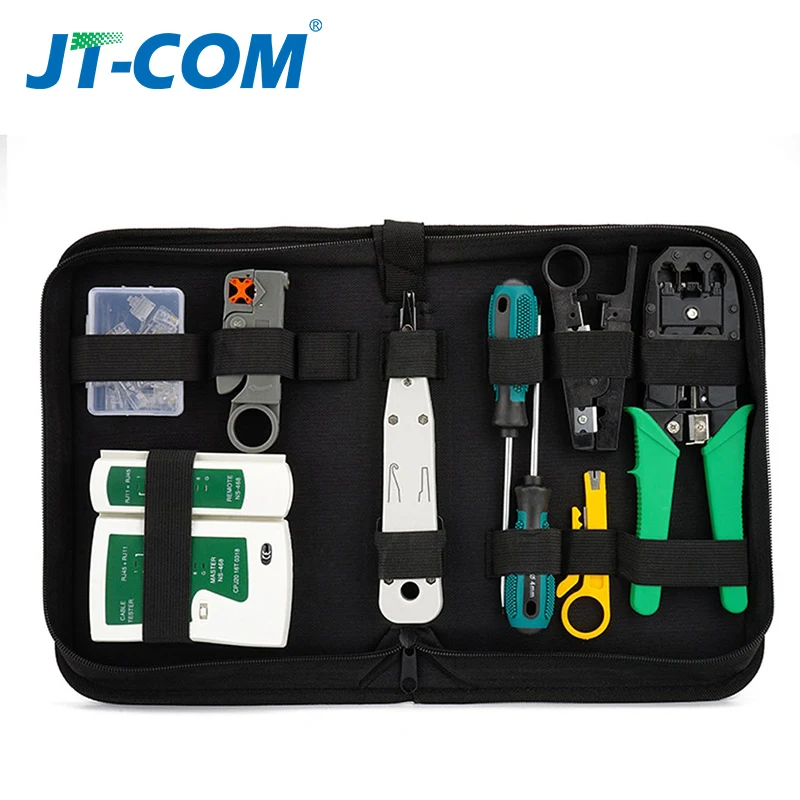 14 шт./компл. инструмент для ремонта сети LAN тестер кабелей RJ45 обжимные плоскогубцы