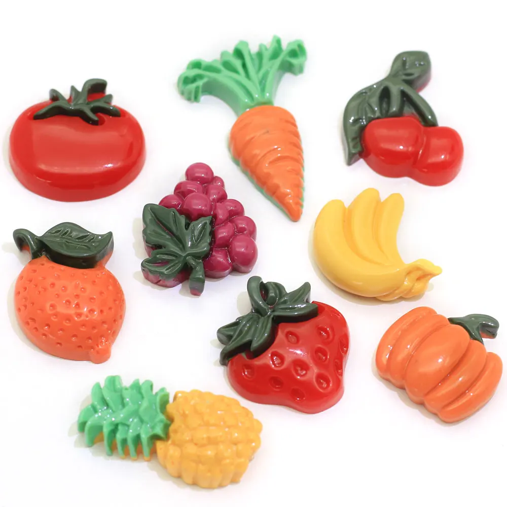 

100/50 шт в наборе, милые моделирование различные овощи фрукты миниатюрный Еда арт резиновые головистой формы кабошон аксессуары DIY для декори...