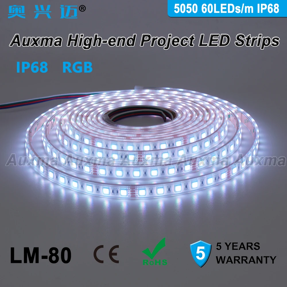 5050 Светодиодная лента RGB/RGBW 4в1 60 Светодиодный s/m IP68 300 светодиодный s/катушка, 5 метров/катушка DC12V/24 В силиконовый наружный водонепроницаемый CRI90, для ванны сада
