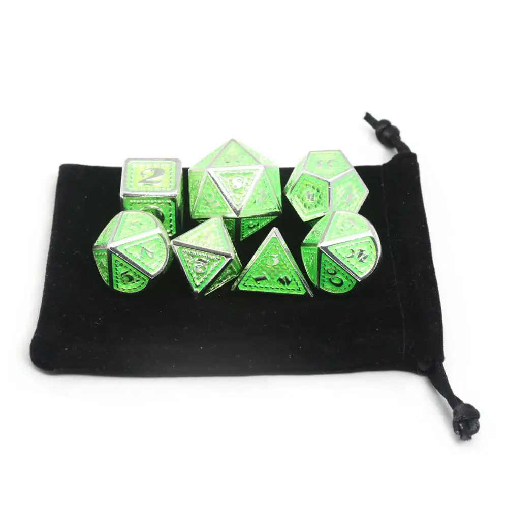 

CHENGSHUO rpg dice set.Metal dice.Green dragon dice, a surprise gift for running party fans, suitable for DND,COC or other games