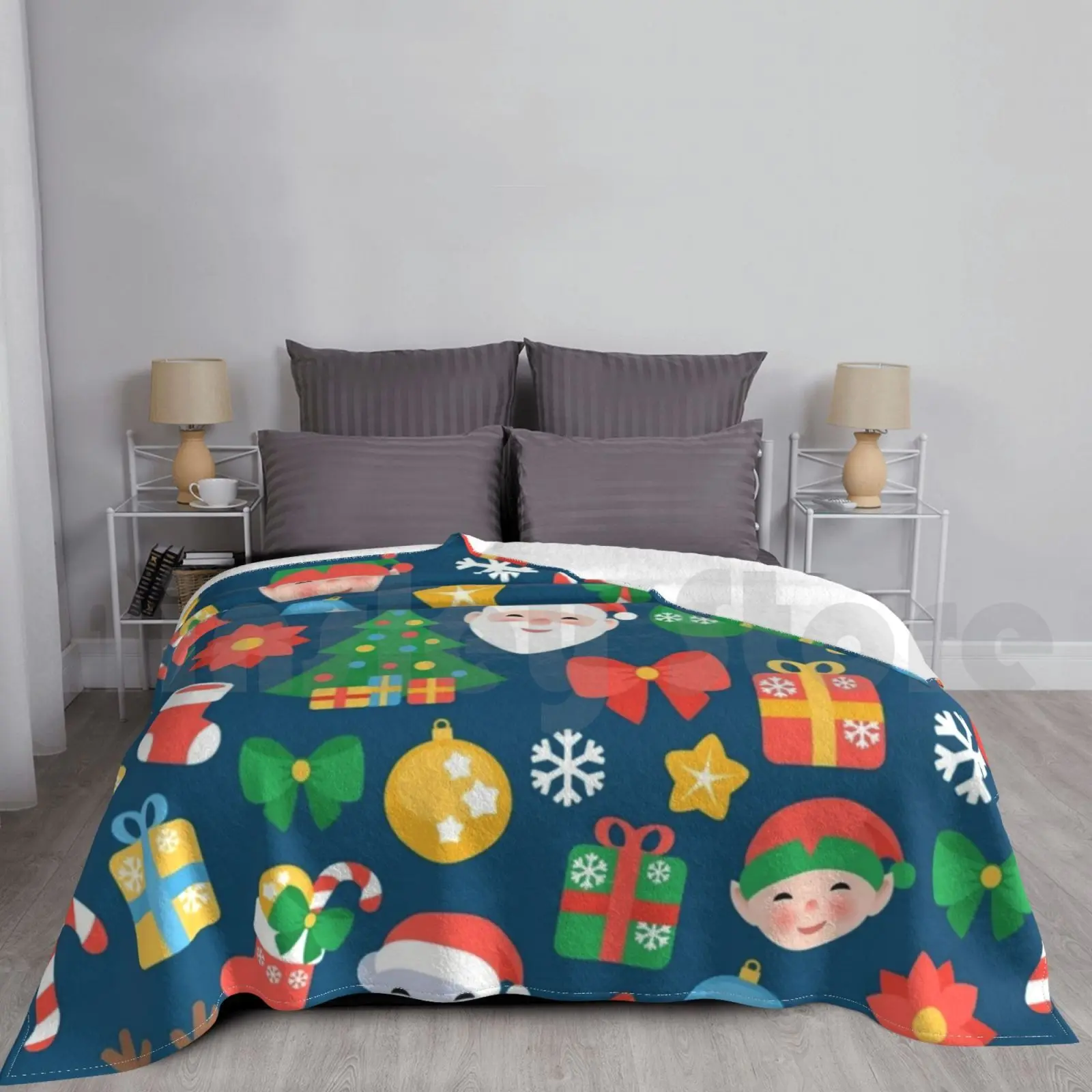 Веселый Рождественский узор одеяло для дивана кровати путешествий милая девочка