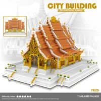 world famous modern architecture micro diamond block thailand bangkok grand palace building brick nanobrick toys collection