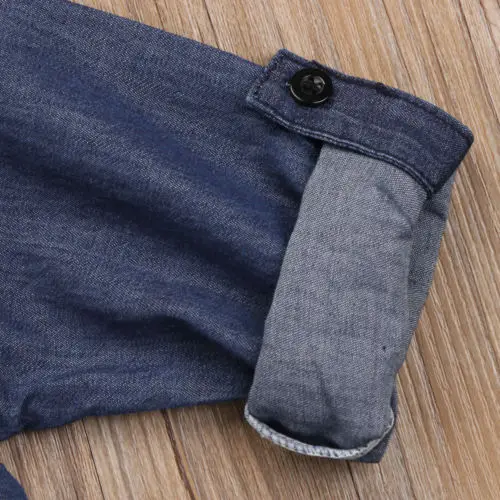 Детское джинсовое платье на пуговицах с кружевом | Детская одежда и обувь