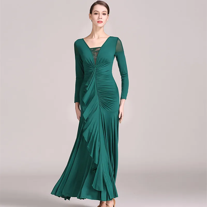 2021 зеленый Стандартный Для женщин Бальные танцы платья для бальных танцев Танцы