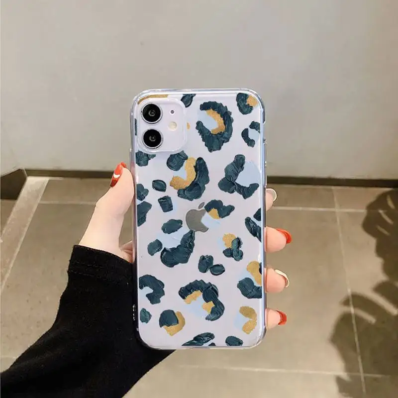 

Leopard Print Phone Case Transparent for iPhone 11 12 mini pro XS MAX 8 7 6 6S Plus X 5S SE 2020 XR