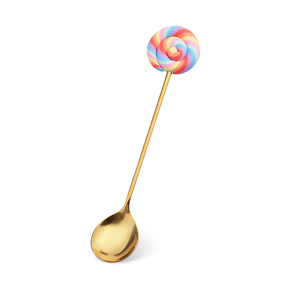 

Stirring Spoon Fruit Fork with Innovative Lollipop and Cute Donut Shaped for Dessert Shops EL