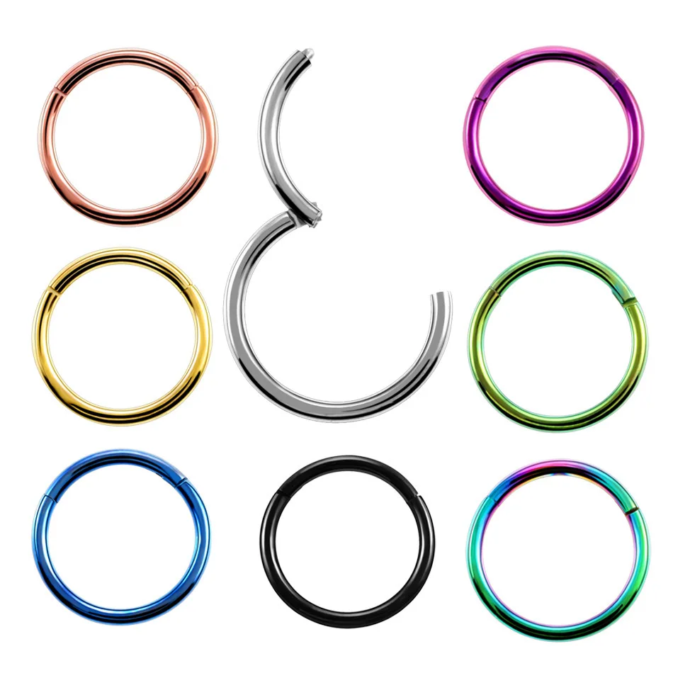 1PC G23 Titanium Hinged Segment Nose Ring 16g&amp14g Nipple Clicker Ear Cartilage Tragus Helix Lip Piercing Unisex Fashion Jewelry |