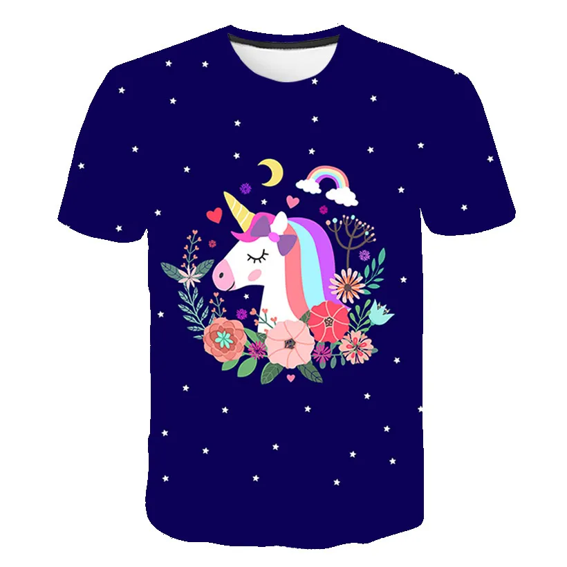 

2021 Summer New Tshirt Kid Unicorn Impostor Graphic T-shirt Funny Tshirts Children T Shirt Summer 3D Short Sleeve Tee Camisas
