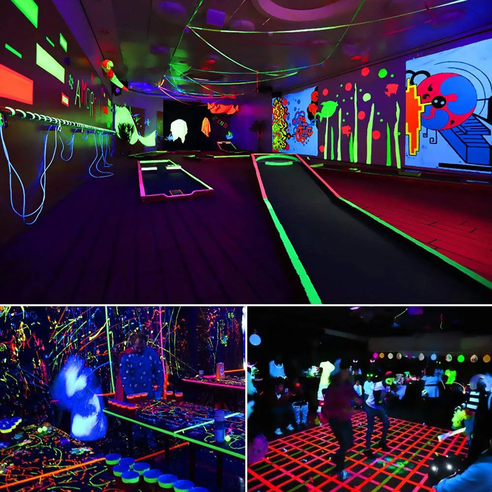 

6pcs/Set UV Gaffer Fluorescent Tape Blacklight Reactive Glow In The Dark Tape Neon Cloth Tape Safety Warning Home Decoration