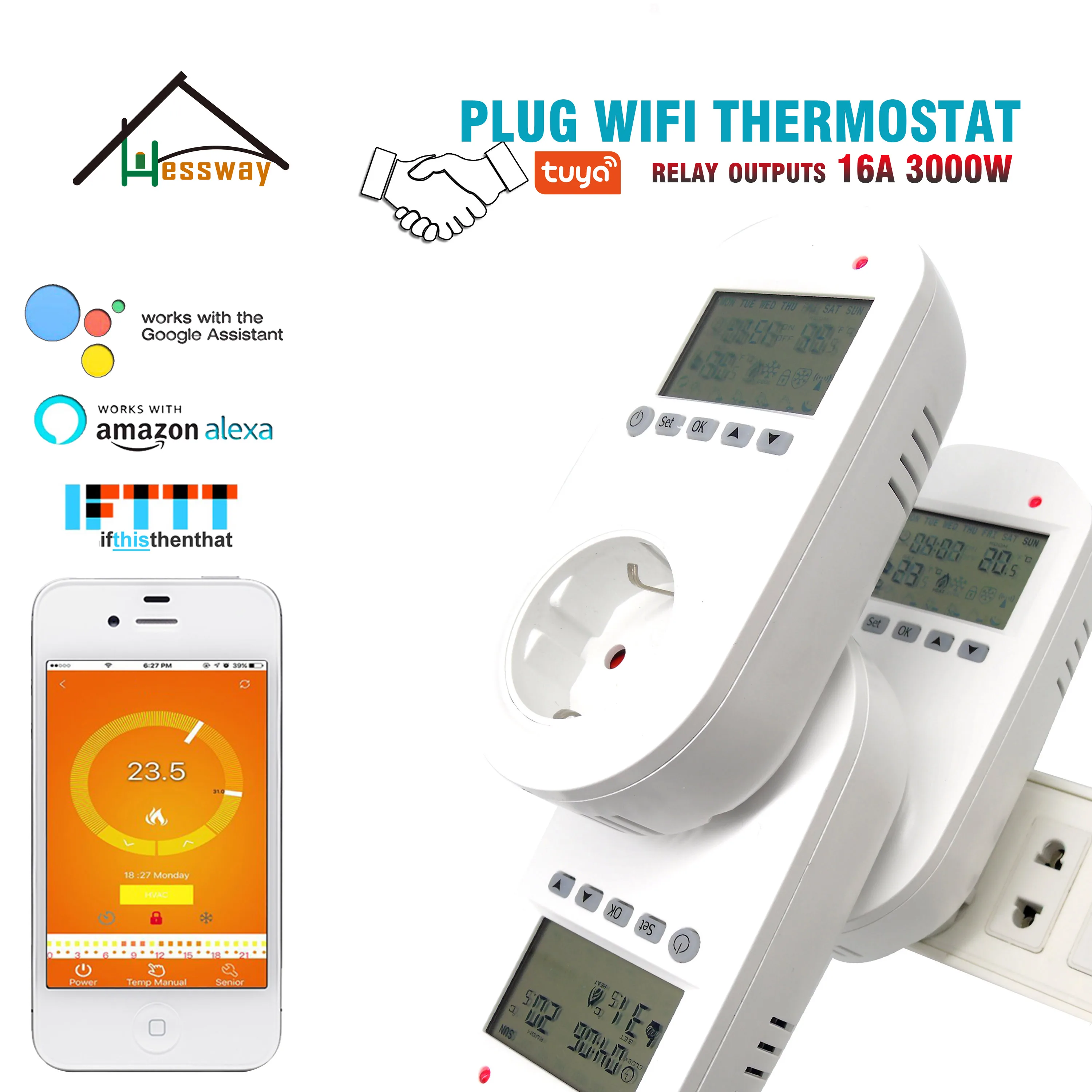HESSWAY TUYA 16A программируемый Wi Fi Электрический термостат для европейской