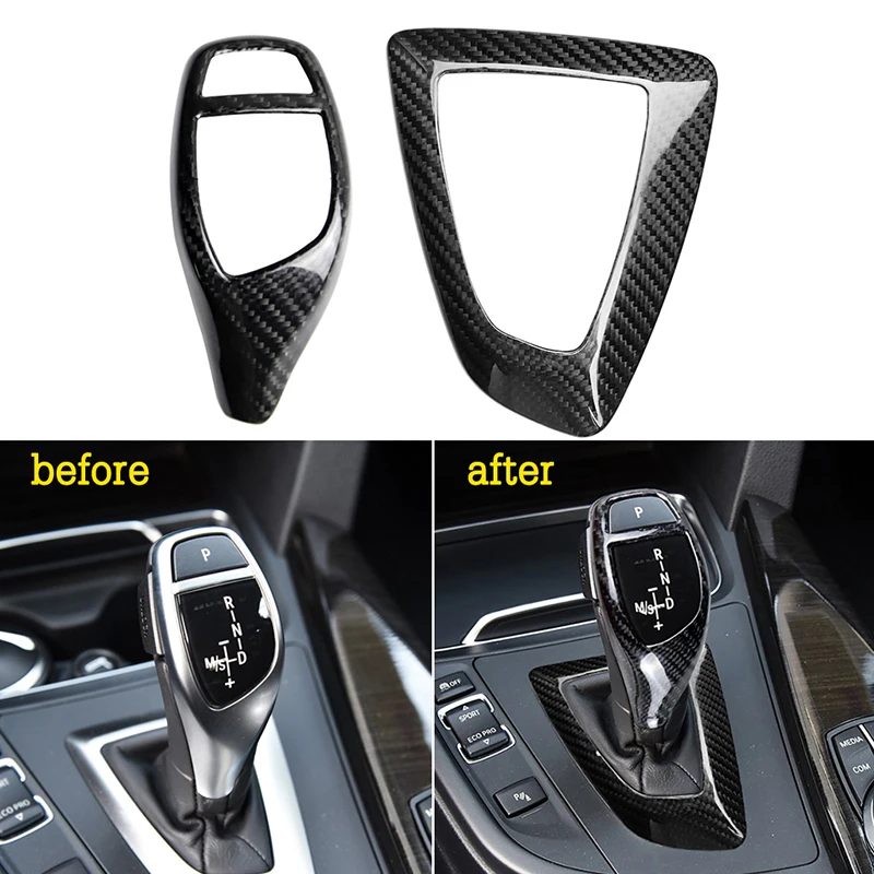 

Car LHD Real Carbon Fiber Gear Shift Knob Cover Handbrake Frame Protector For BMW 1 2 3 4 Series F20 F21 F22 F23 F30 F34 F10 F11