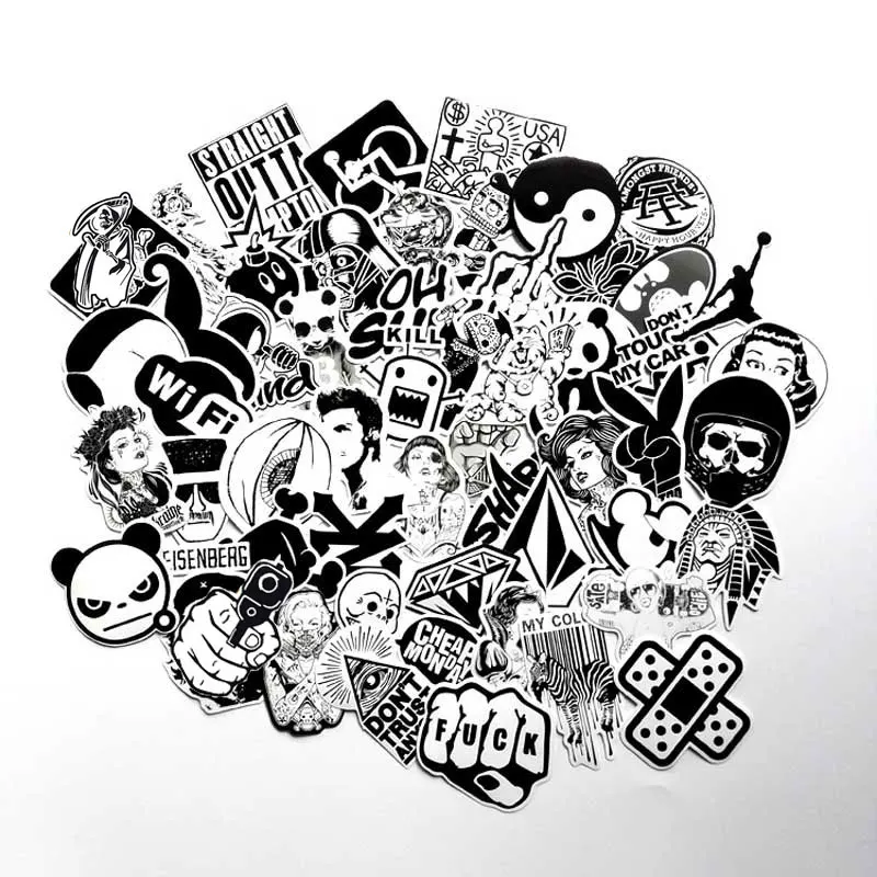 120 шт. черно белая наклейка s для багажа ноутбук игрушечные наклейки велосипед