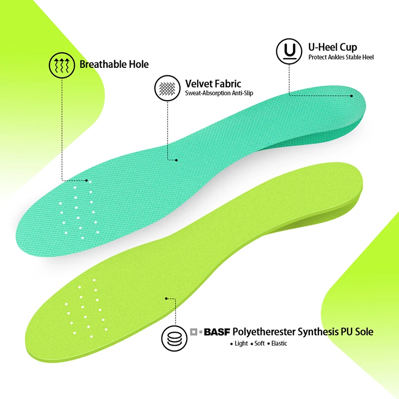 3ANGNI PU Arch Support Insoles Men Women GEL Pad For Feet Relieve Pressure Running Fitness Sport Soft Light Memory Foam Insoles