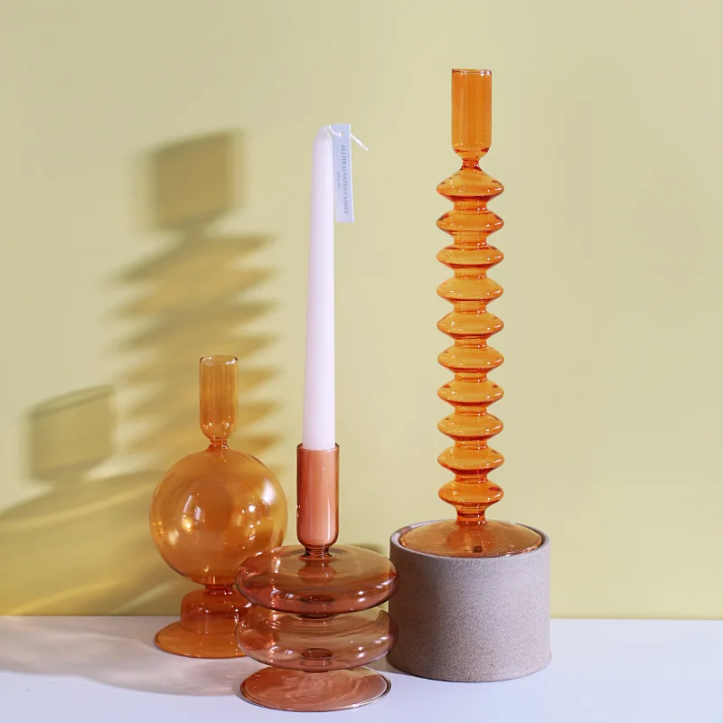 Creative Simple Glass Candle Holder Vase Handicraft Art Living Room Homestay Dining Table Decoration | Дом и сад