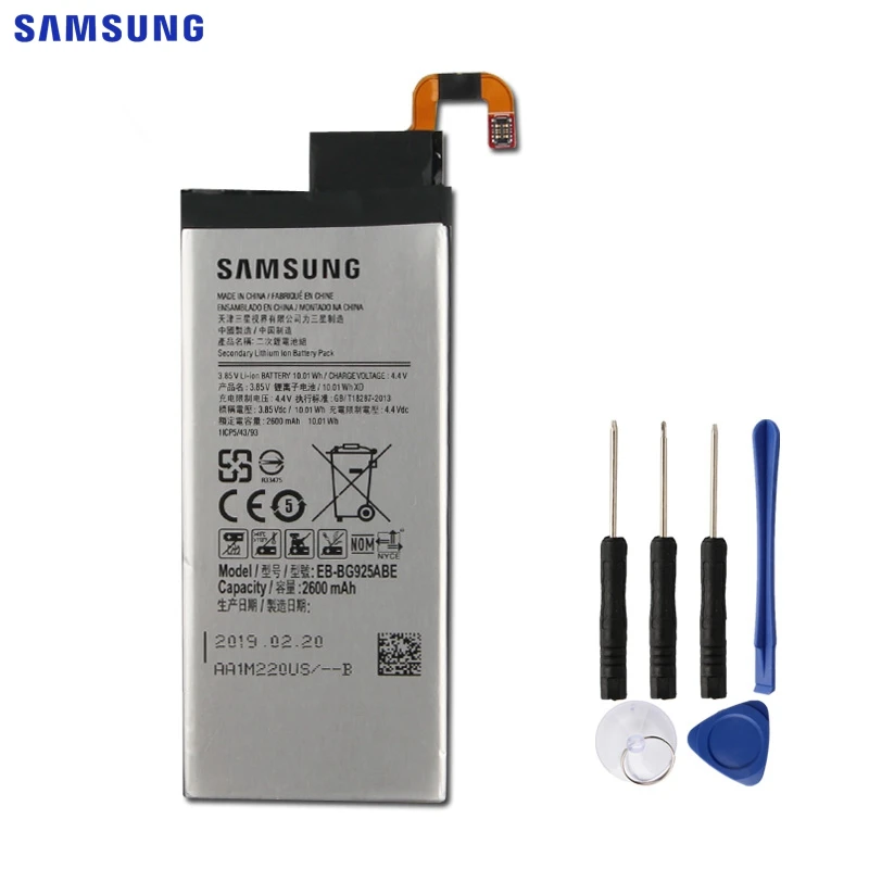 Оригинальная батарея samsung EB-BG925ABA для samsung GALAXY S6 край G9250 SM-G925l G925F G925L G925K G925S G925A G925 S6Edge 2600 мА-ч