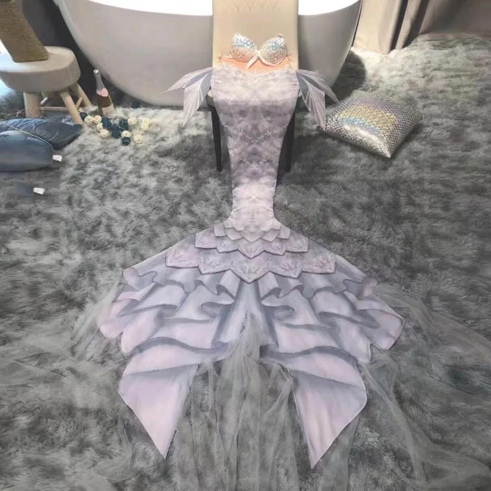 

New mermaid super long fishtail swimsuit mermaid princess dress summer swimming cosplay mermaid custom performance costume