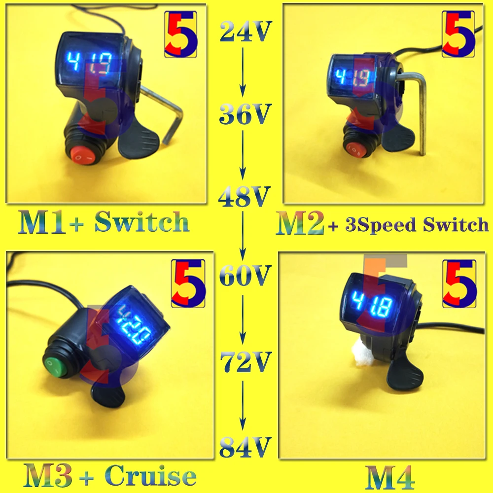 Электрический велосипедный руль дроссельной заслонки 12-99 в ЖК-дисплей