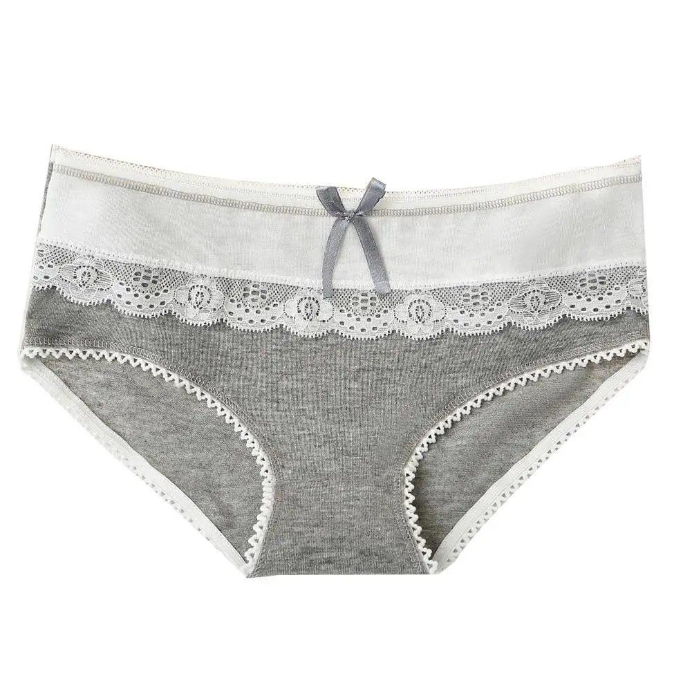 

Women Panties Underwear Sexy Candy Color Bowknot Lace Panties Breathable Cotton Underpants Ladies Stretchy Briefs Plus Size