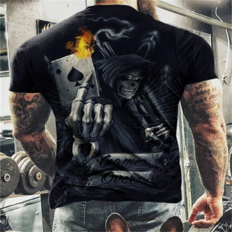 

Summer 2021 New Printed Skull TShirt For Men Casual Men's Clothes Oversized Short Sleeve Streetwear Hip Hop 3D Printing Top Tees
