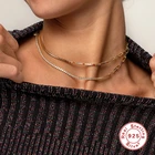 AIDE Модные 925 Серебряное колье ожерелье для женщин в стиле панк INS Циркон плетёные скрепки цепочка ключица колье ожерелье