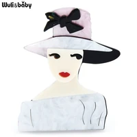 wulibaby acrylic elegant lady brooches for women designer easy matching girl figure party office brooch pin gifts