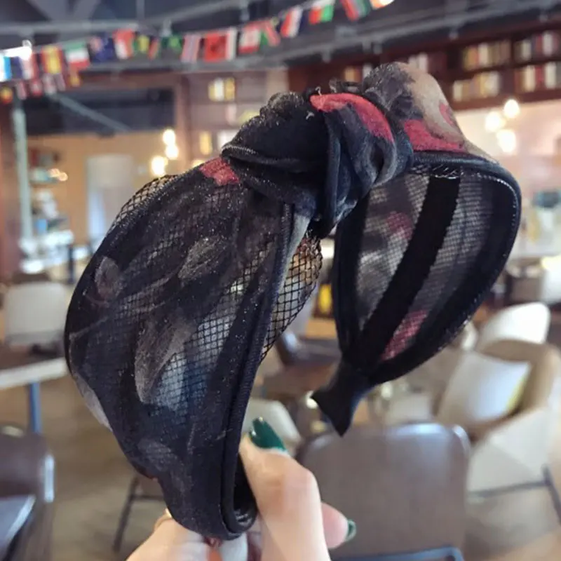 Lace Dot Hairbands Headband Cross Knot Wide Hair Hoop Band Mesh Fishnet Accessories Head Floral New |