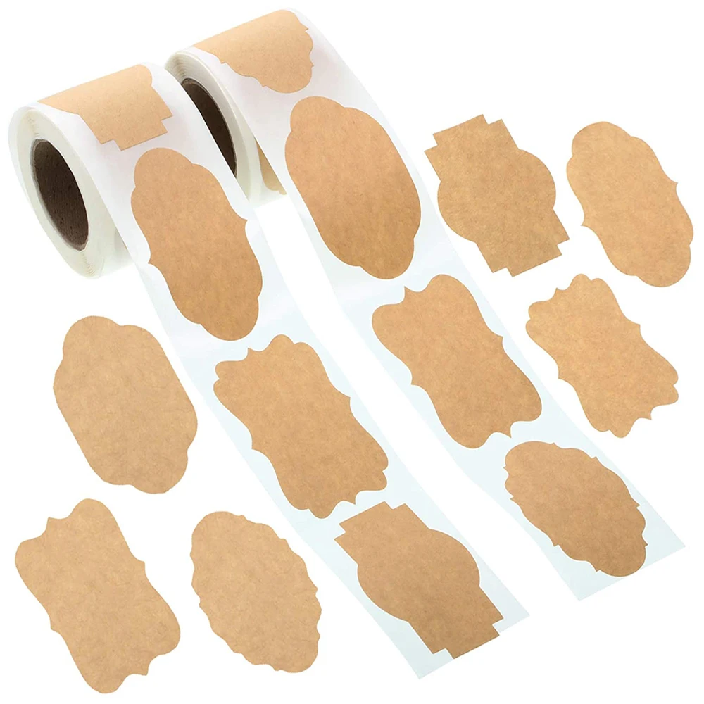 

300 Pcs 1.2 X 2 Inch Natural Brown Kraft Paper Label Sticker for Gifts Bottles Containers Jars Mark Classification Label Sticker