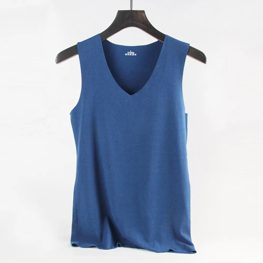 

Winter Men Seamless Thermal Underwear Sleeveless Warm Vest Male Thermo Tops Man Comfortable Clothing Bottom Basic Shirt 2021 New