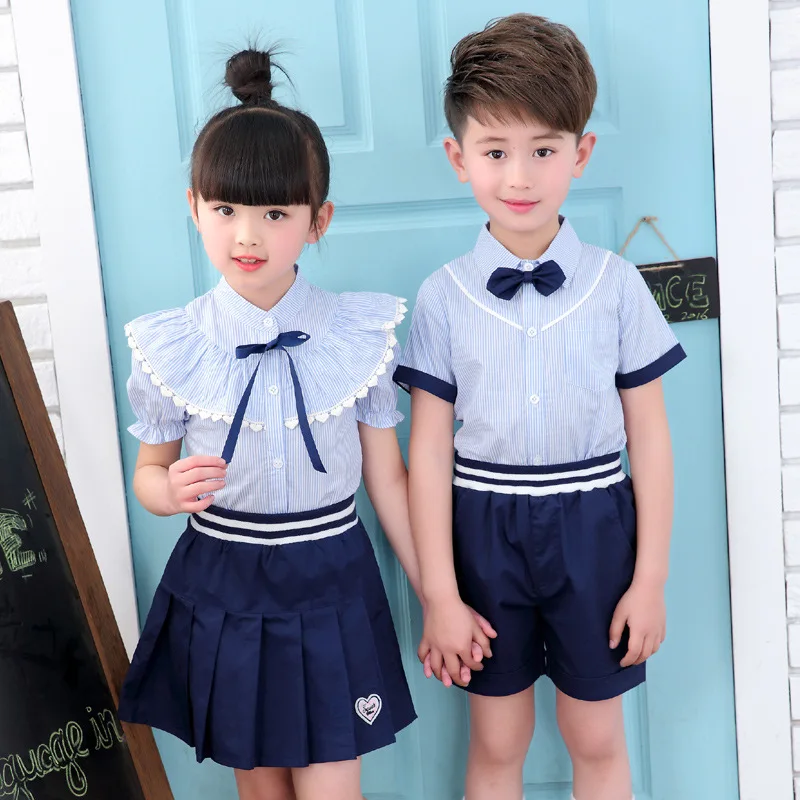

Children's Uniforms New Summer Shirts Kindergarten Uniforms Uniforms Costumes Pupils Uniforms Two-piece Suits