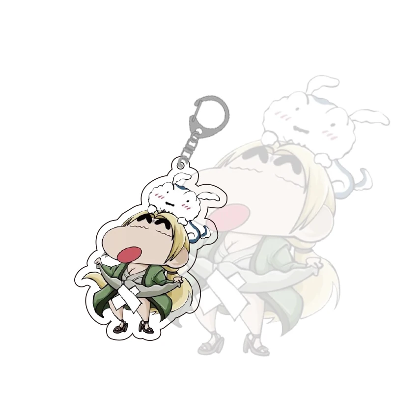 

New Anime NARUTO Keychain Cartoon funny Crayon Shin-chan Acrylic Keyring Nowara Shnnosuke Sasuke Itachi Jiraiya Tsunade Pendant