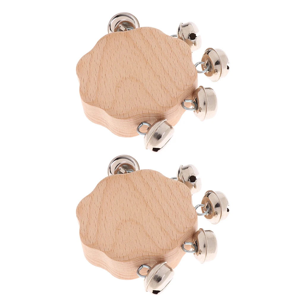 

2x Hand Bell Rattle Wooden Baby Rattle Education Gripping Toys Music