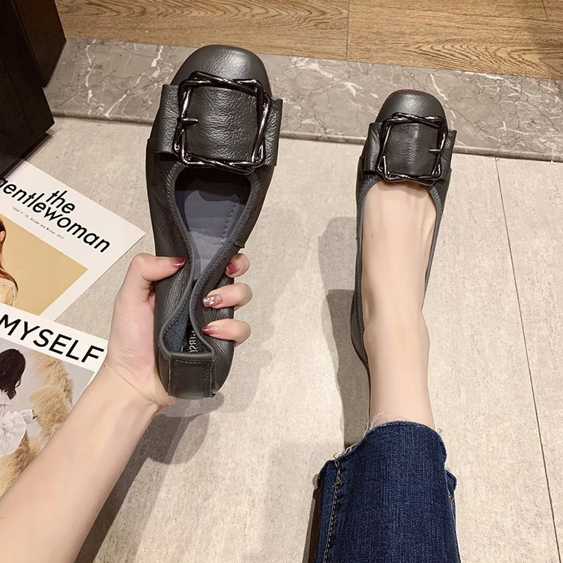 Балетки женские из натуральной кожи повседневные туфли на платформе криперы