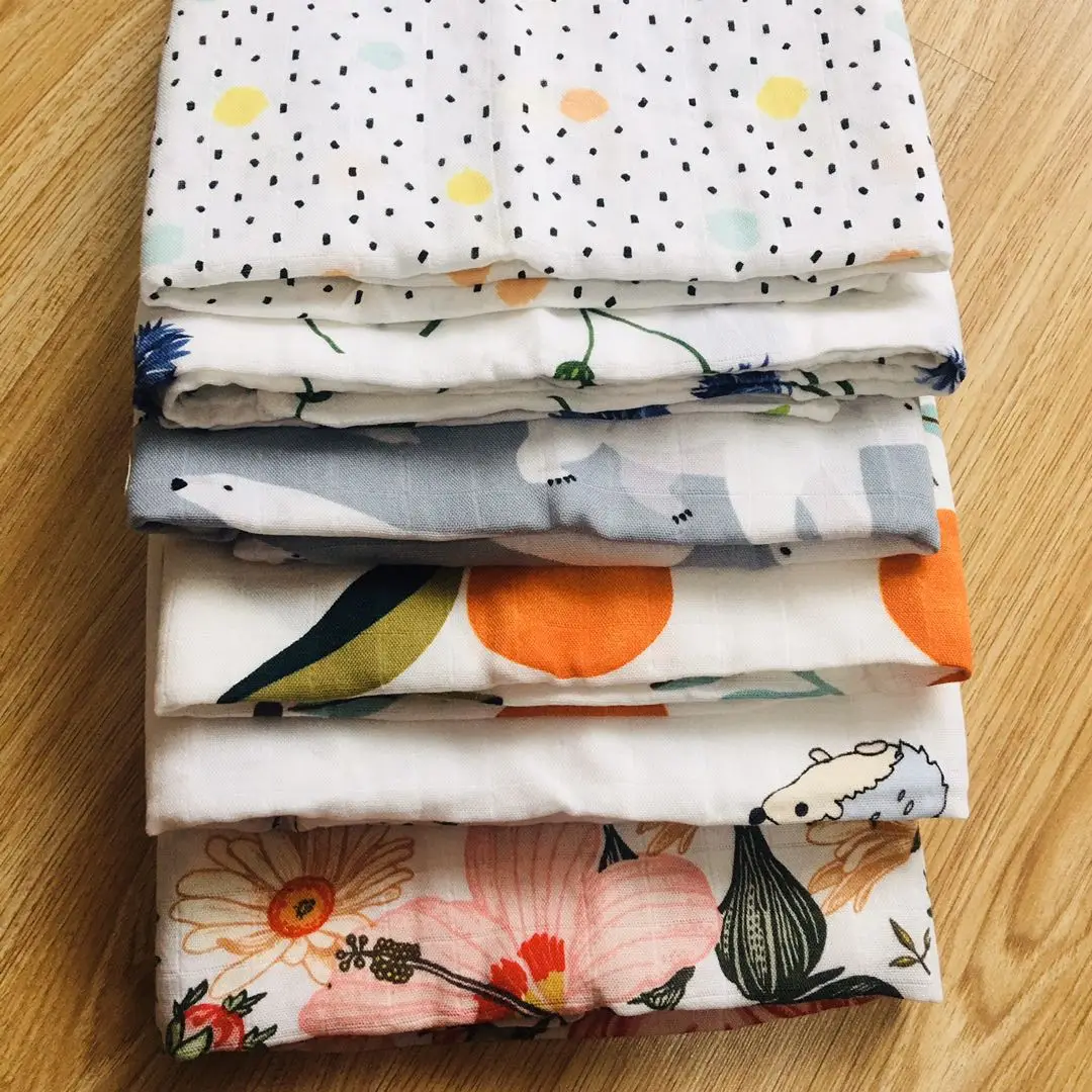 

70%bamboo+30% Cotton Muslin Swaddles Wrap Burpy Towel Scraf Bibs Muslin Baby Blankets Newborn Diaper Pielucha 60*60cm