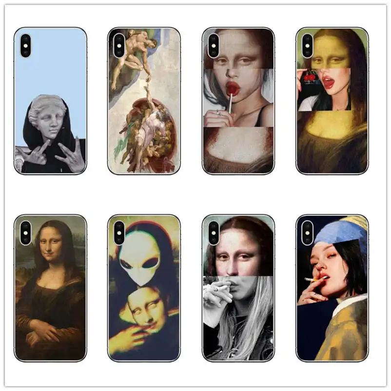Чехол для телефона Mona Lisa с принтом мягкий из ТПУ iphone X XR XS MAX 8 7 6 5 6S 5s PLUS SE MonaLisa gum smoke