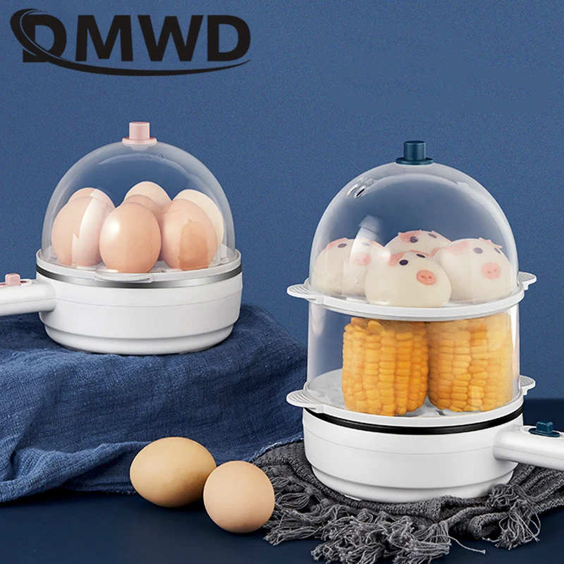 

DMWD Electric Frying Pan Multifunction Mini Egg Omelette Cooker Egg Boiler Food Steamer Pancake Fried Steak Non-stick Frying Pan