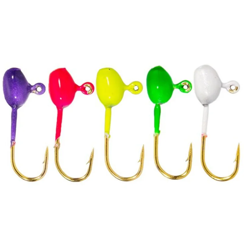 

10pcs Ice Fishing Jig Head Hook Round belly Fishing Hook Lig Lure Hard Baits Soft Worm Fishing Tackle Accessories