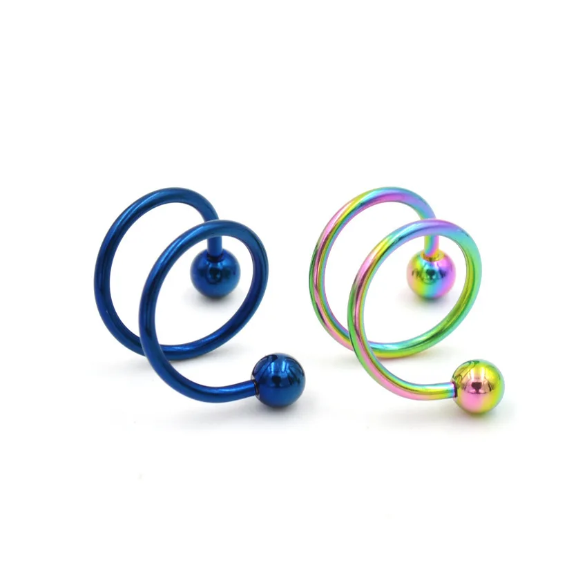 10 шт. новейший тренд из нержавеющей стали двойные спиральные серьги Пружинные