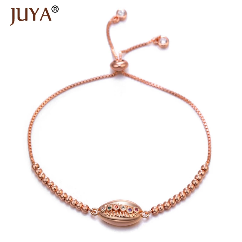 rose gold JUYA Медь инкрустированные CZ Мода Турецкий синий циркон круглый зловещий глаз/оболочка/Сердце Браслеты для женщин счастливый амулет ювелирные изделия Bileklik - Окраска металла: rose gold