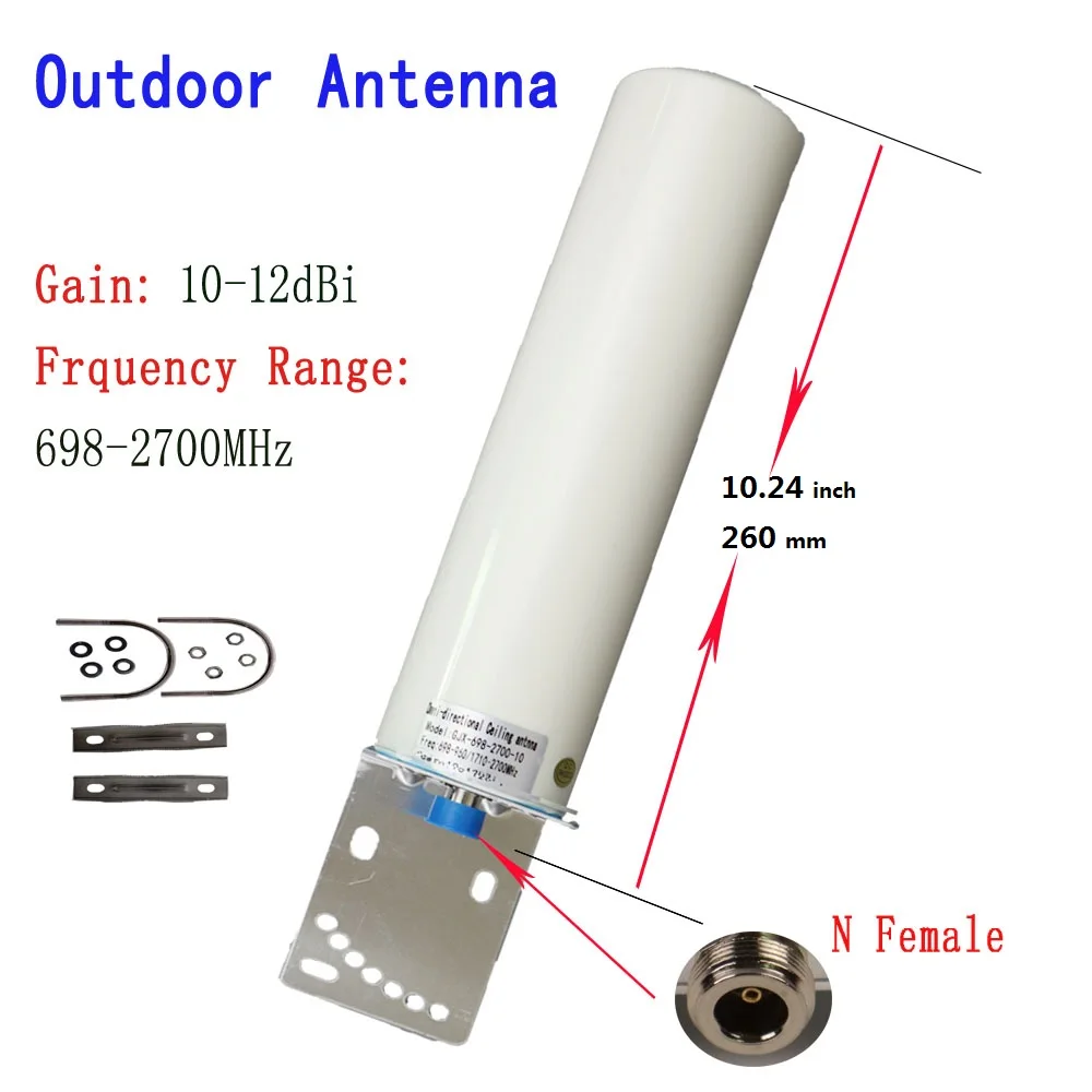 

Наружная антенна 4g LTE, 698-2700 МГц, 12 дБи, Onmi, внешняя цилиндрическая антенна с N, женская, для GSM W-CDMA 2g 3g, ретранслятор сотовой связи