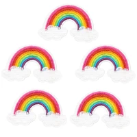 5pcs rainbow cactus hamburger cola cartoon iron on patches badges embroidered patches stickers for jeans clothing accessories
