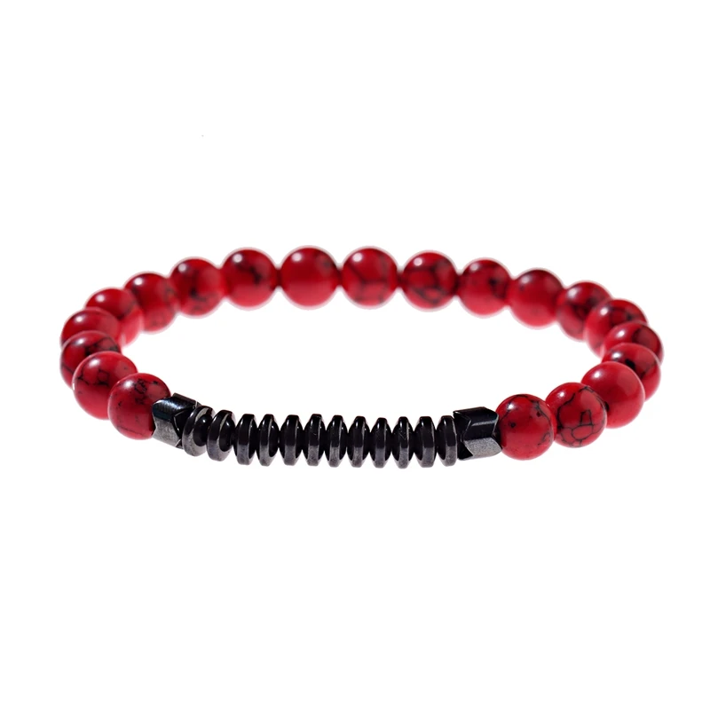 Женский ретро браслет с красным камнем тибетский гематит Мужские Винтажные